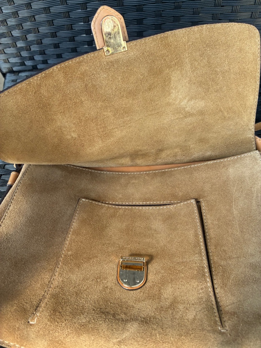 Michael Kors Suede Satchel with Tan Leather Trim - Picture 12 of 16